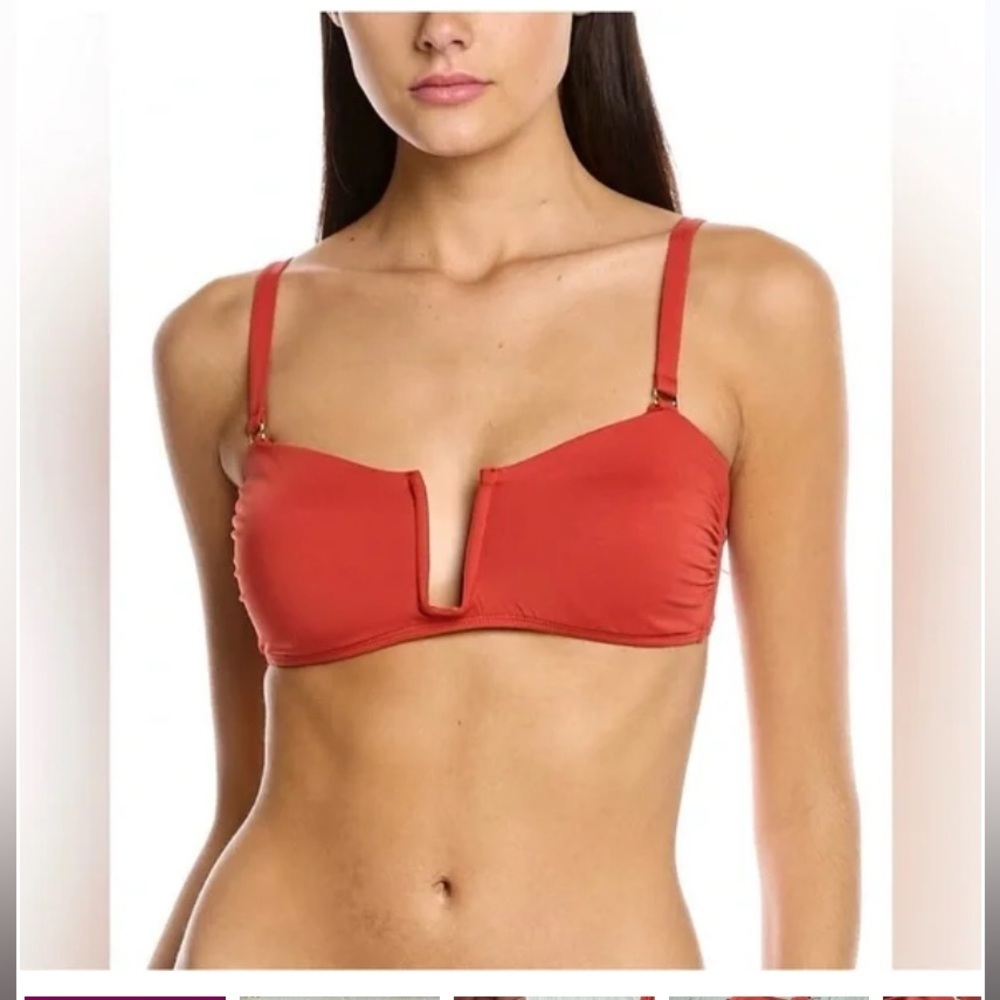 Andie The Cartagena Bandeau Bikini Top In Terracotta Large  NWT